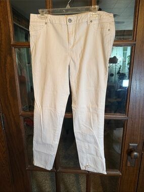 Simply Vera Vera Wang Cream Striped Slim Leg Pants Womens 12 Off White Ivory